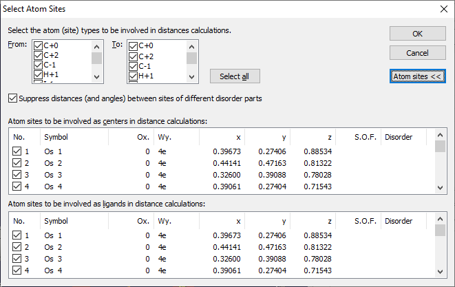 Screenshot of Select Atom Sites dialog